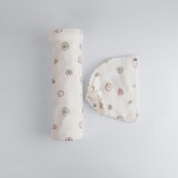 Couverture et bonnet coton biologique qualité supérieure The Elk Baby, fruits Front_Flat