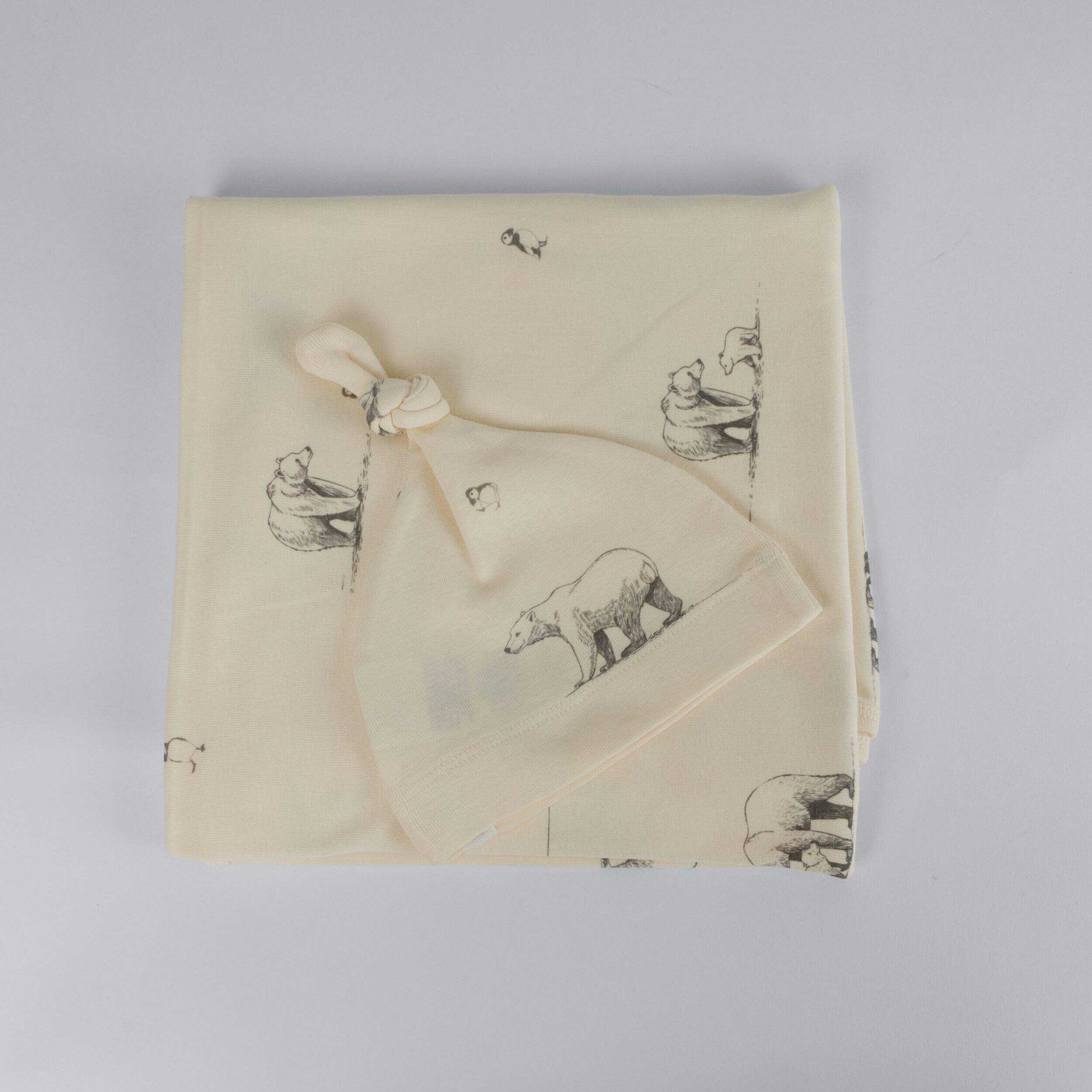 Couverture et bonnet coton biologique qualité supérieure The Elk Baby, ours polaire Composite_or_Mixed