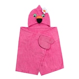 ZOOCCHINI Kids Terry Hooded Bath Towel - Franny the Flamingo Front_Flat