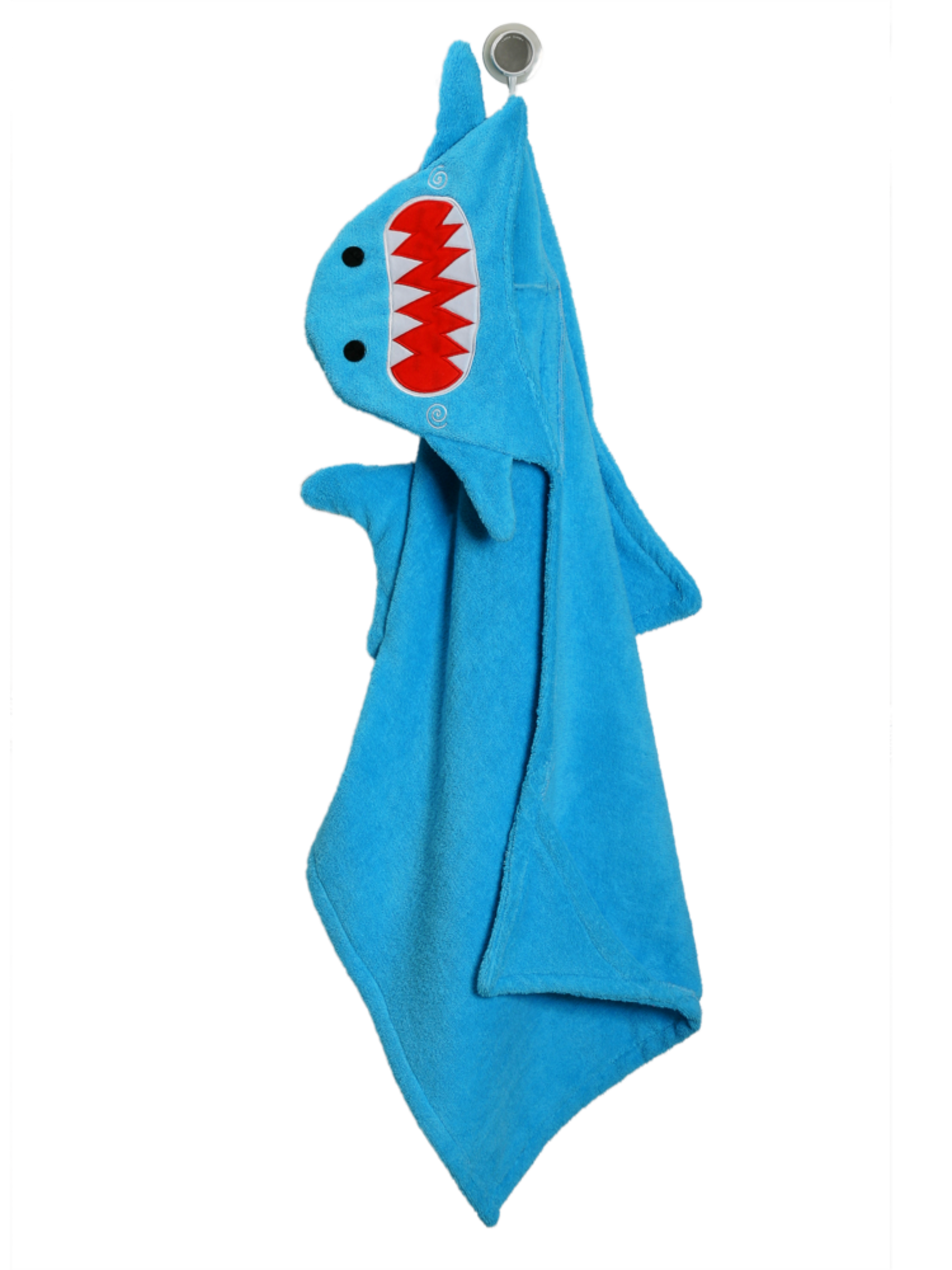 ZOOCCHINI Kids Terry Hooded Bath Towel - Sherman the Shark Front_Flat