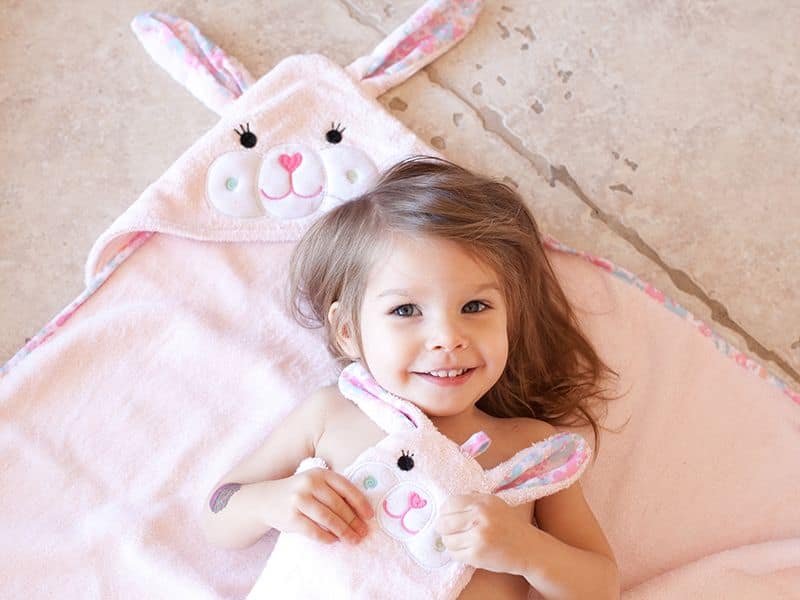 ZOOCCHINI Baby Snow Terry Hooded Bath Towel Beatrice the Bunny