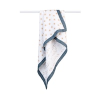 Lulujo Reversible 3-Ply Muslin Blanket, Sun & Fish Front_Flat