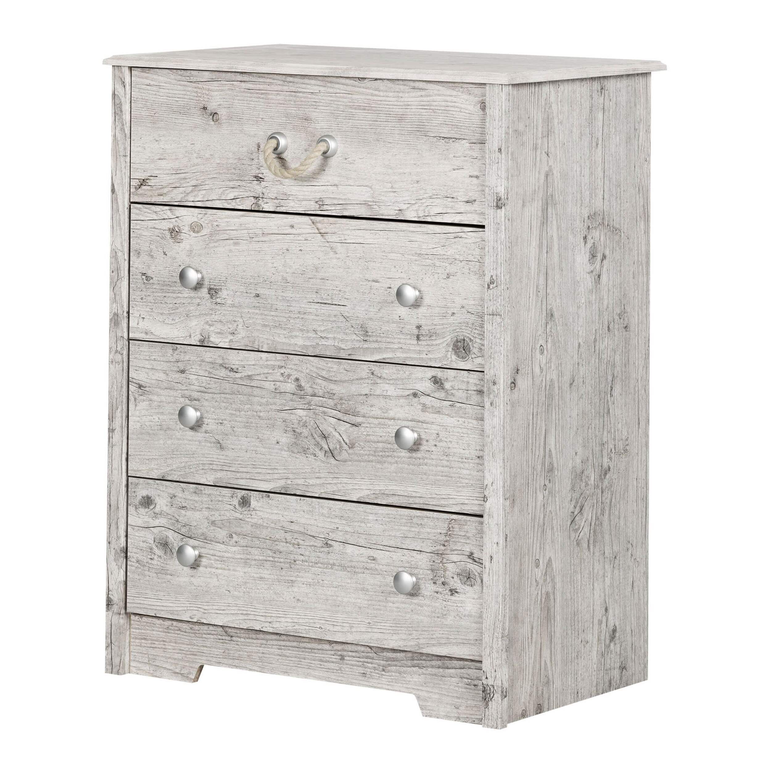 South Shore Aviron 4-Drawer Chest Dresser, Seaside Pine Front_Three_Fourths_Angled_Left