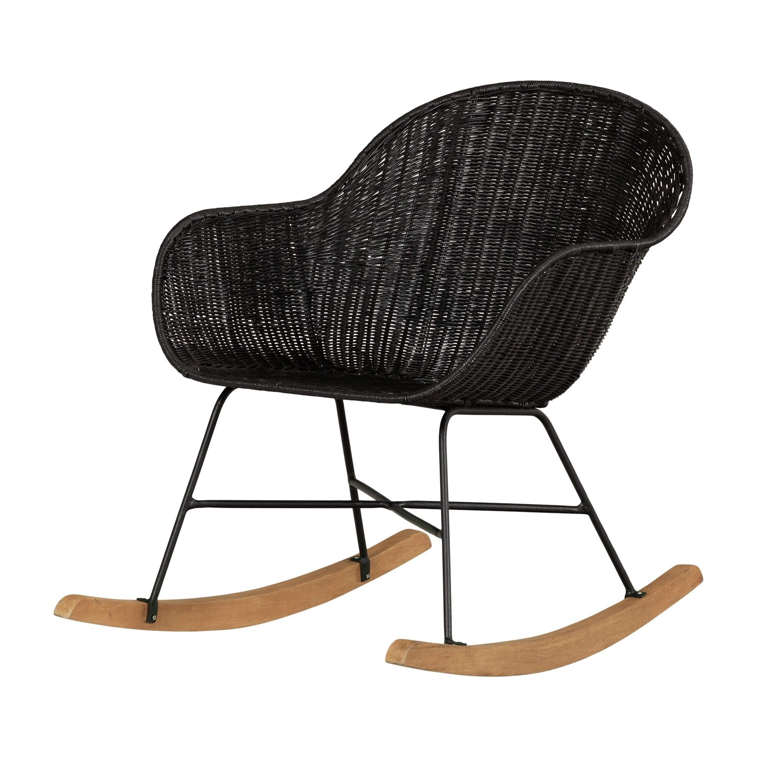 South Shore Balka Rattan Rocking Chair, Black Front_Three_Fourths_Angled_Left