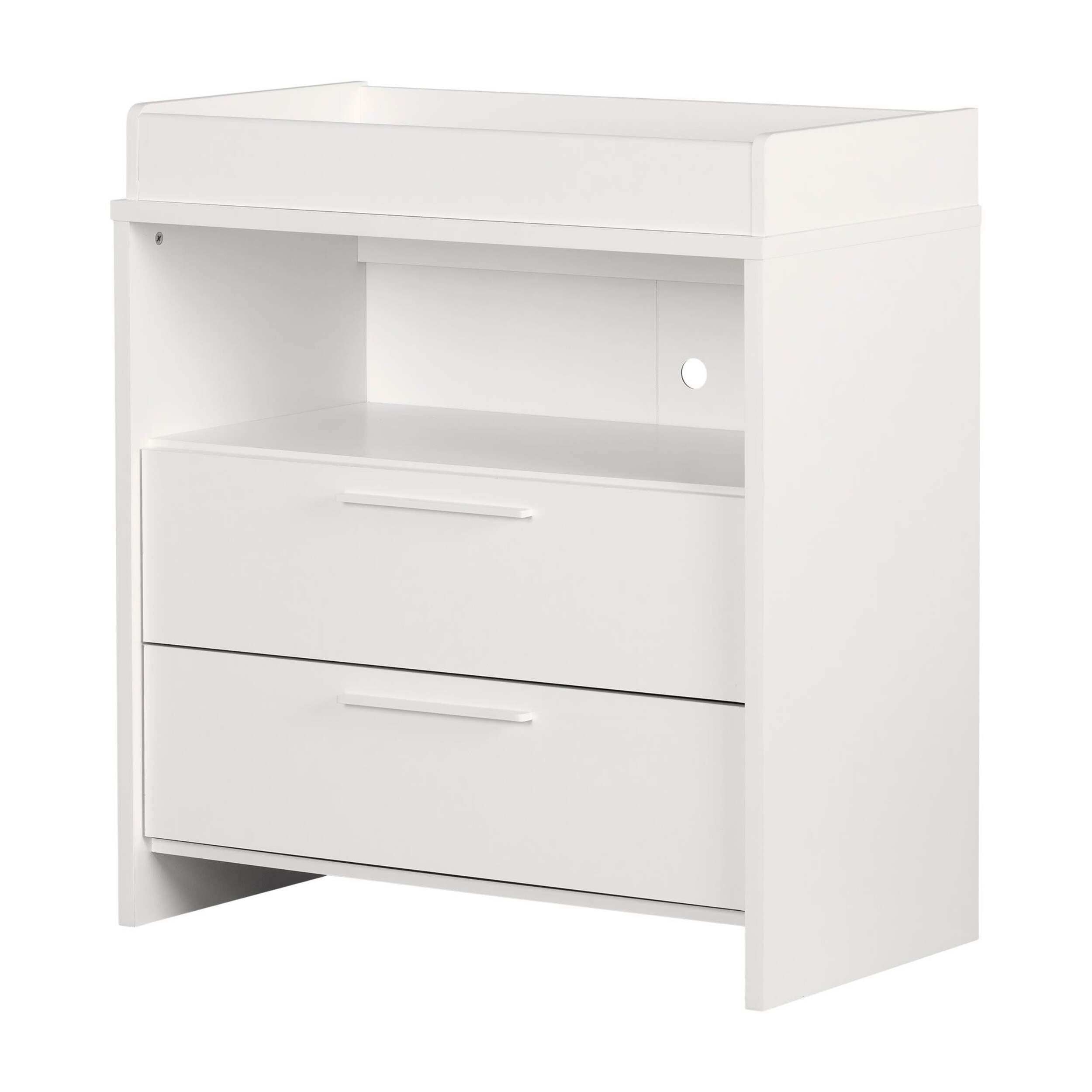 South Shore Cookie Narrow Changing Table with Removable Rim & Drawers, White Front_Three_Fourths_Angled_Left