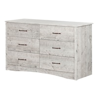South Shore Helson 6-Drawer Double Dresser, Seaside Pine Front_Three_Fourths_Angled_Left