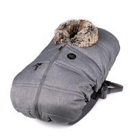 Petit Coulou 3 Seasons Baby Car Seat Cover, Classic Collection, Graphite Front_Three_Fourths_Angled_Left
