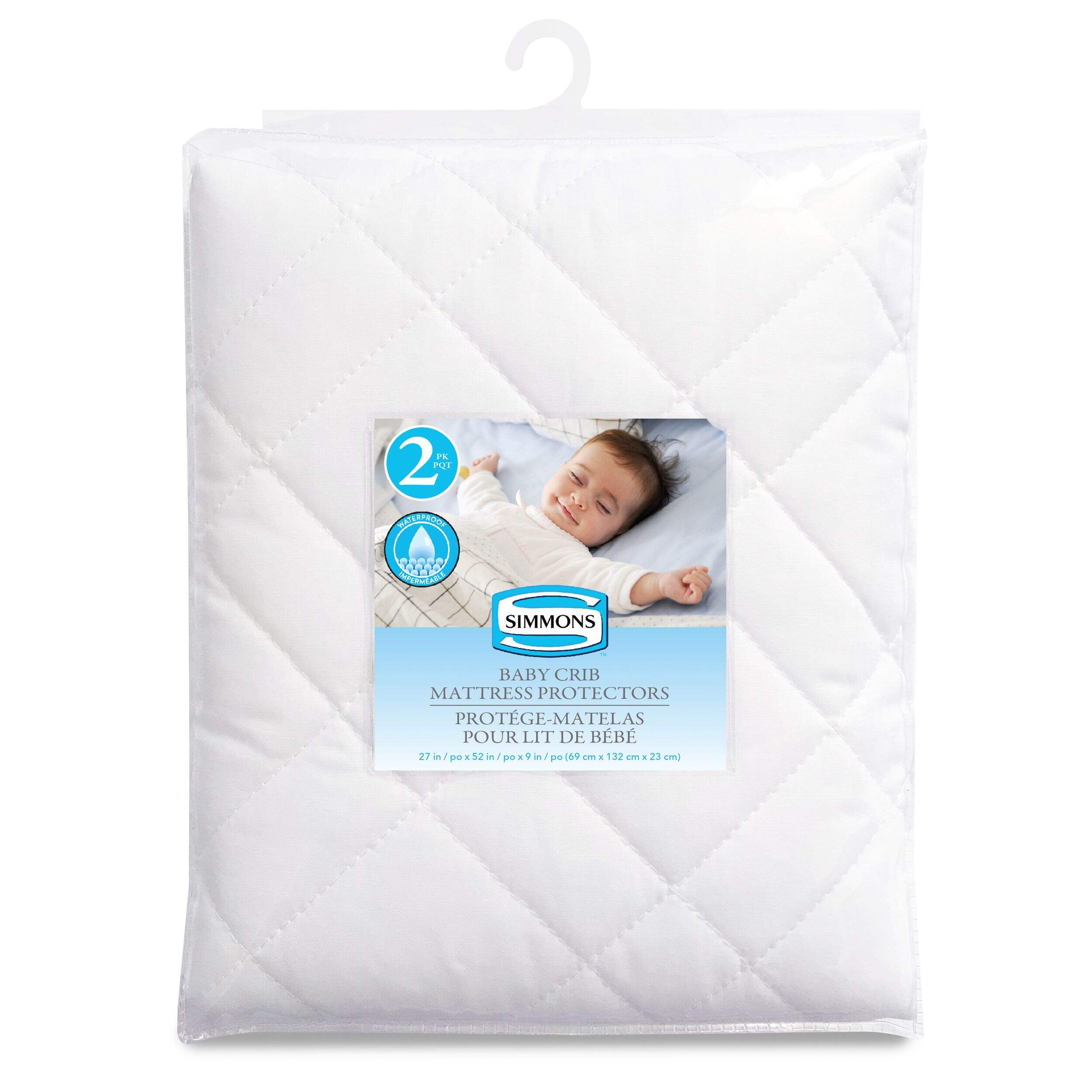 Simmons Quilted Microfiber Crib Mattress Protector, 2-pk Front_Flat