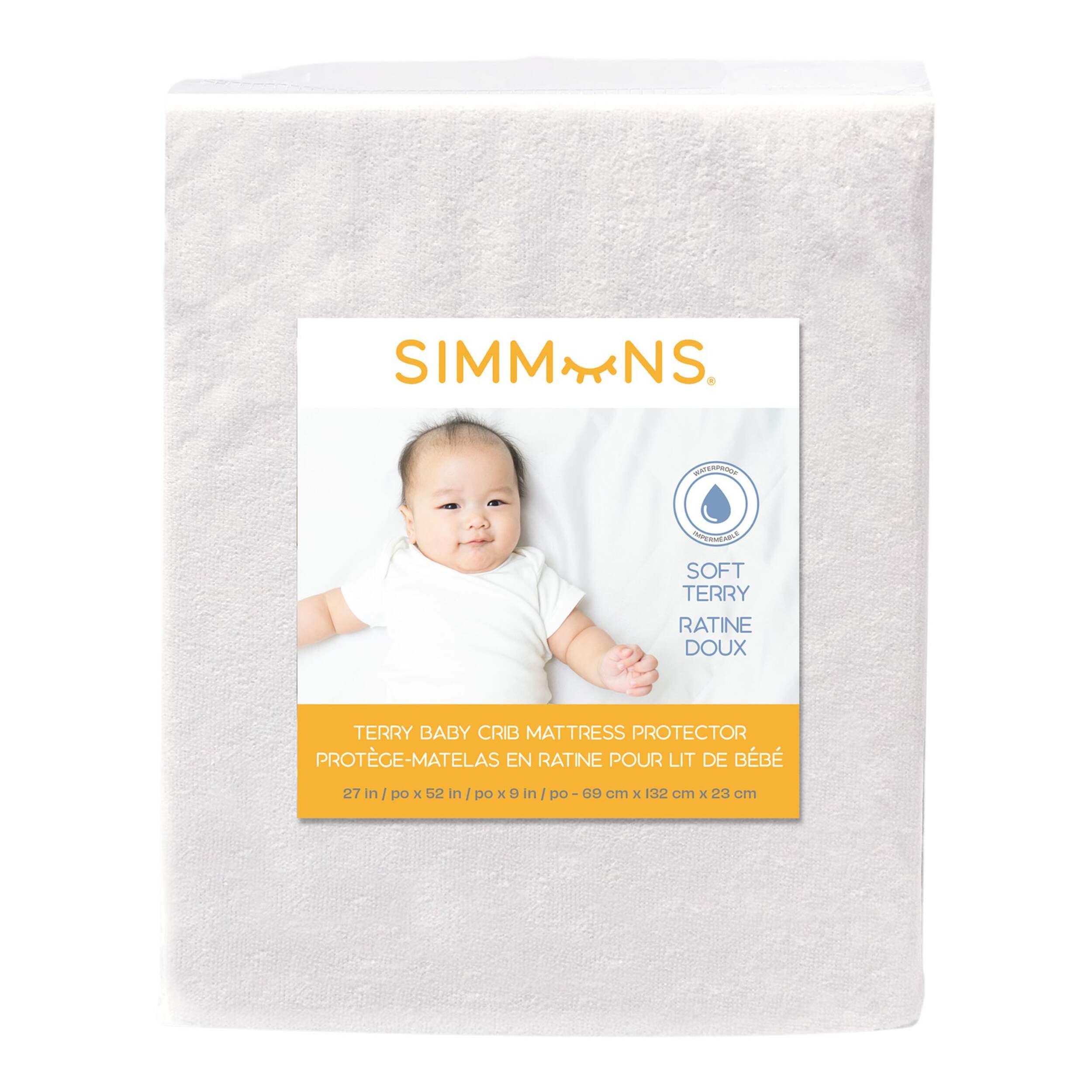 Protège-matelas pour lit de bébé Simmons, jersey bouclette polycoton Front_Flat