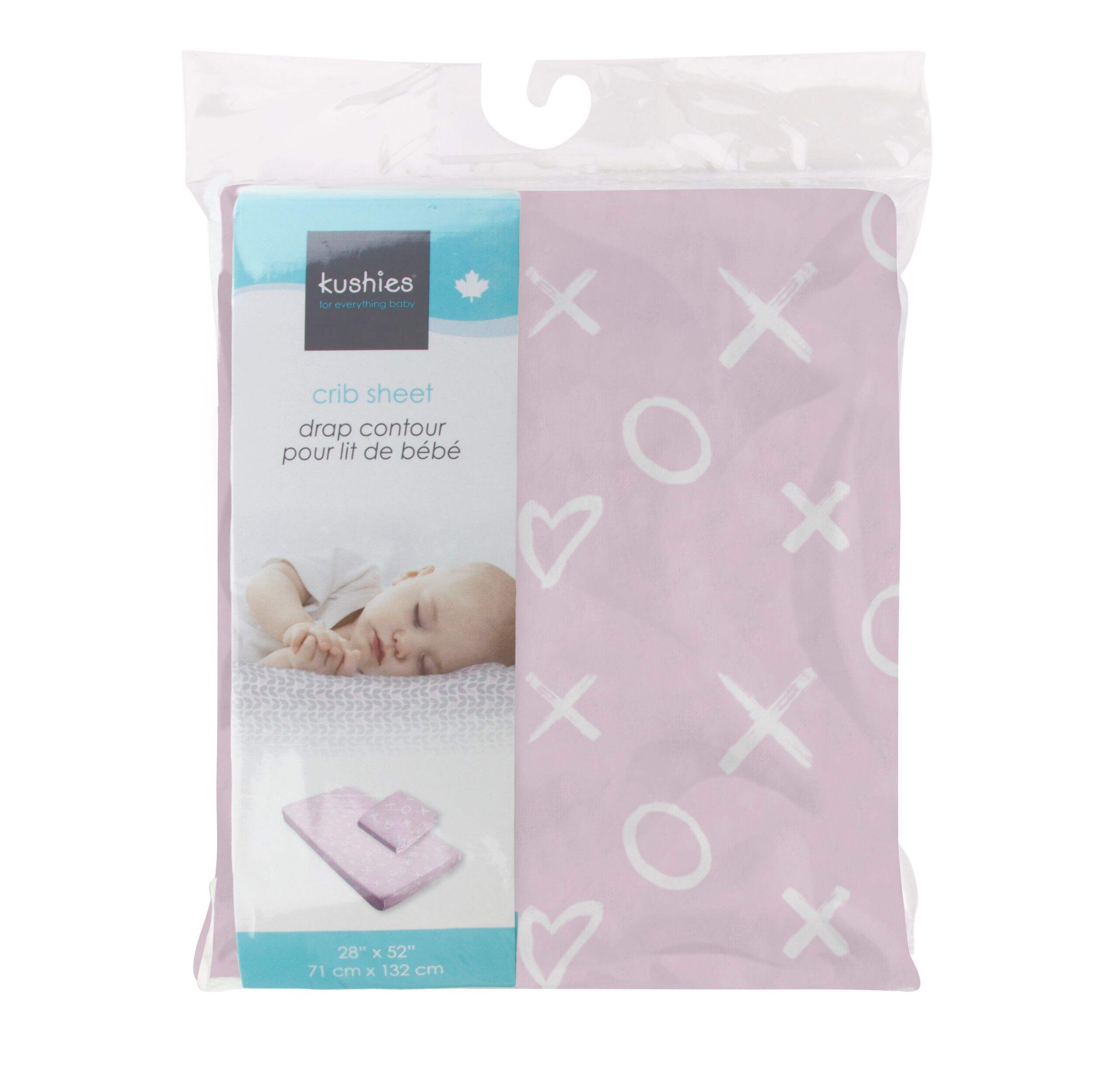 Kushies - Ensemble de draps pour lit de bébé, rose, paq. 2 Front_Flat