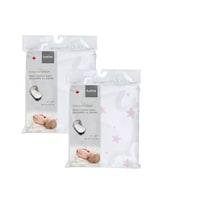 Kushies - Ensemble de draps pour berceau, étoiles roses, paq. 2 Front_Flat