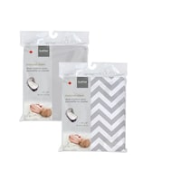 Kushies - Ensemble de draps pour berceau, chevron gris, paq. 2 Front_Flat