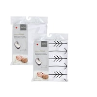 Kushies - Ensemble de draps pour berceau, noir/blanc Front_Flat