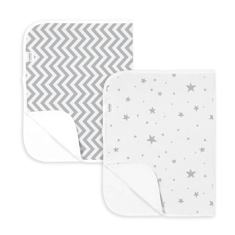 Kushies Baby Portable Waterproof Changing Pad Liners, 2pk, Grey