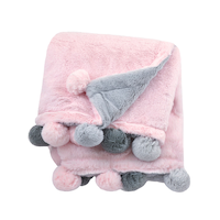 Just Born Cuddle Plush Pom Pom Blanket, Pink