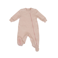 Juddlies Mini Waffle Collection Footed Baby Sleeper, Pink Clay