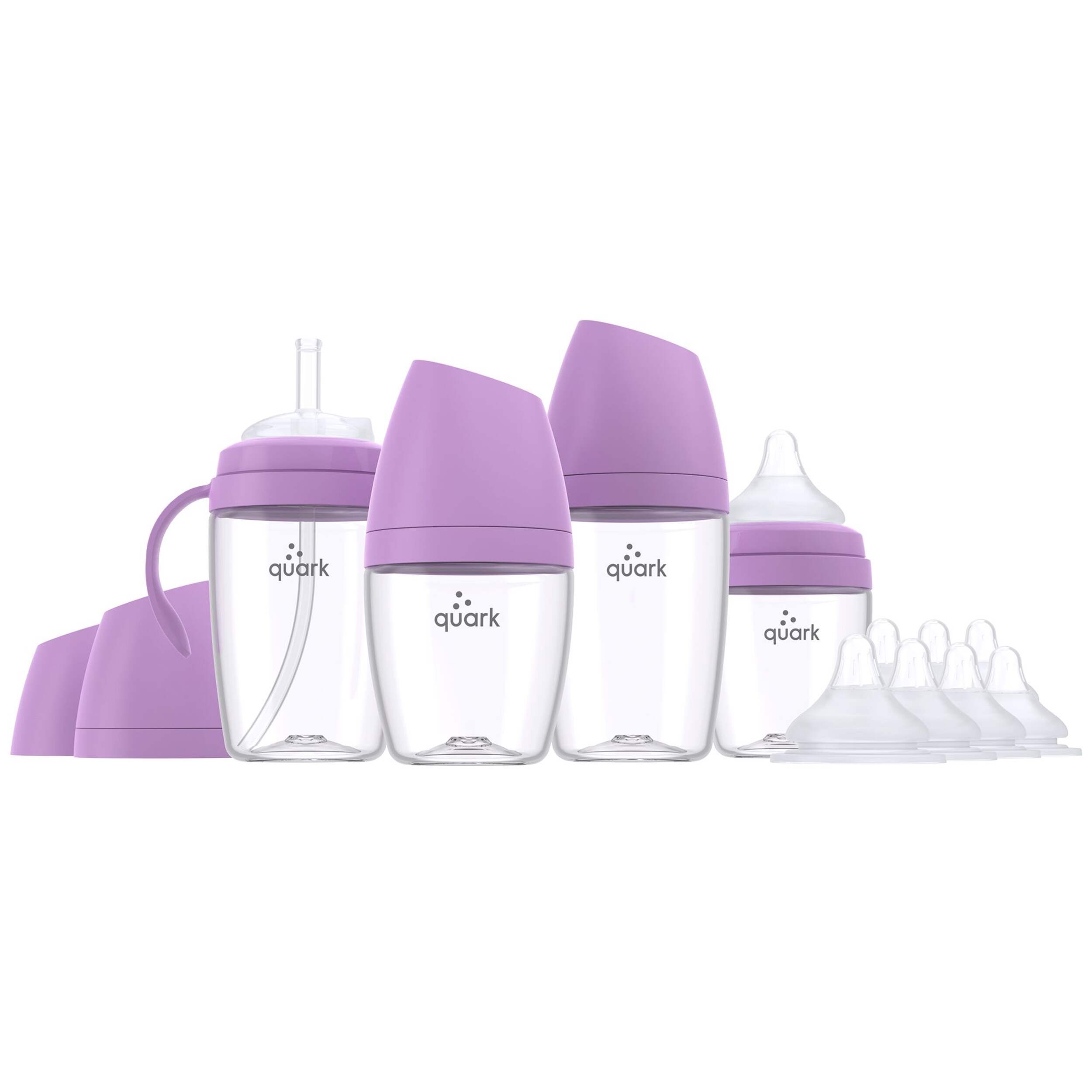 Quark BuubiBottle Hybrid Feeding Bottles Bundle, Purple, 8-oz Front_Flat