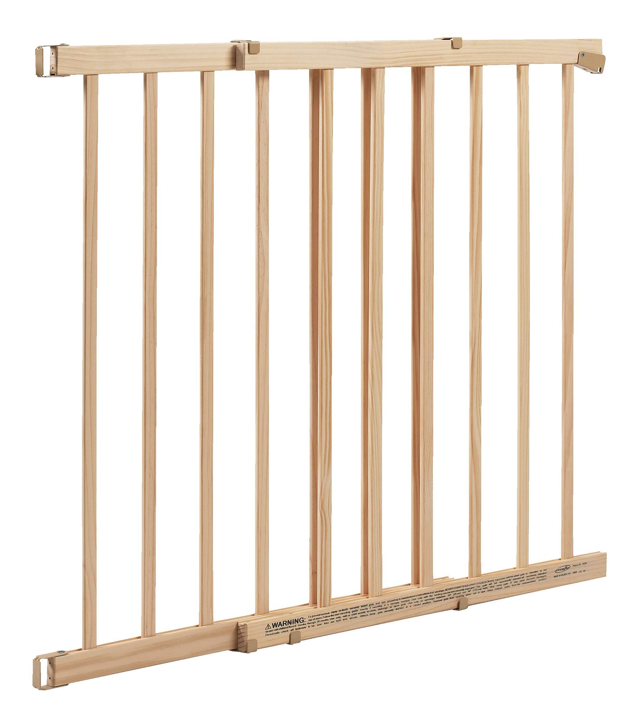 Evenflo Top-of-Stairs Gate, Natural Wood Front_Angled_Right