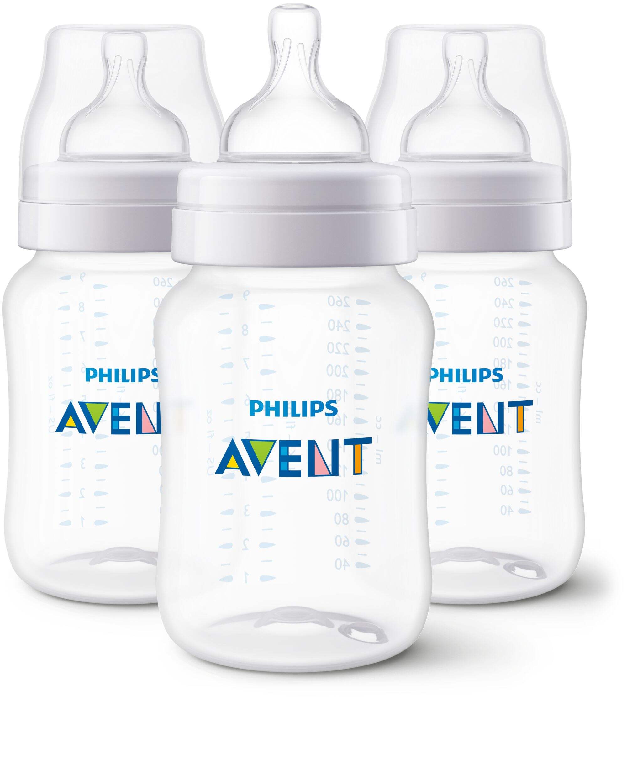 Philips Avent SCY103/03 Anti-Colic Baby Bottle, 9-oz, 3-pk Front_Flat