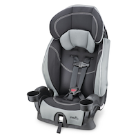 Evenflo Chase Plus 2-in-1 Booster Car Seat, Purple Front_Angled_Left