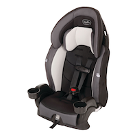Evenflo Chase Plus 2-in-1 Booster Car Seat with Multi-Position Buckle, Assorted Front_Three_Fourths_Angled_Left