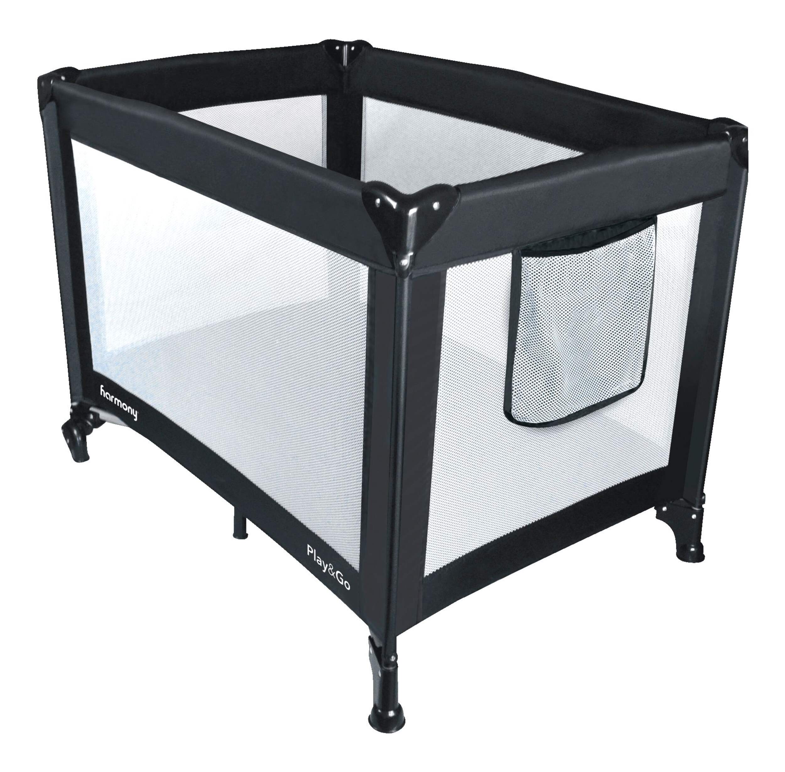 Harmony Play & Go Playard, Black Front_Angled_Left