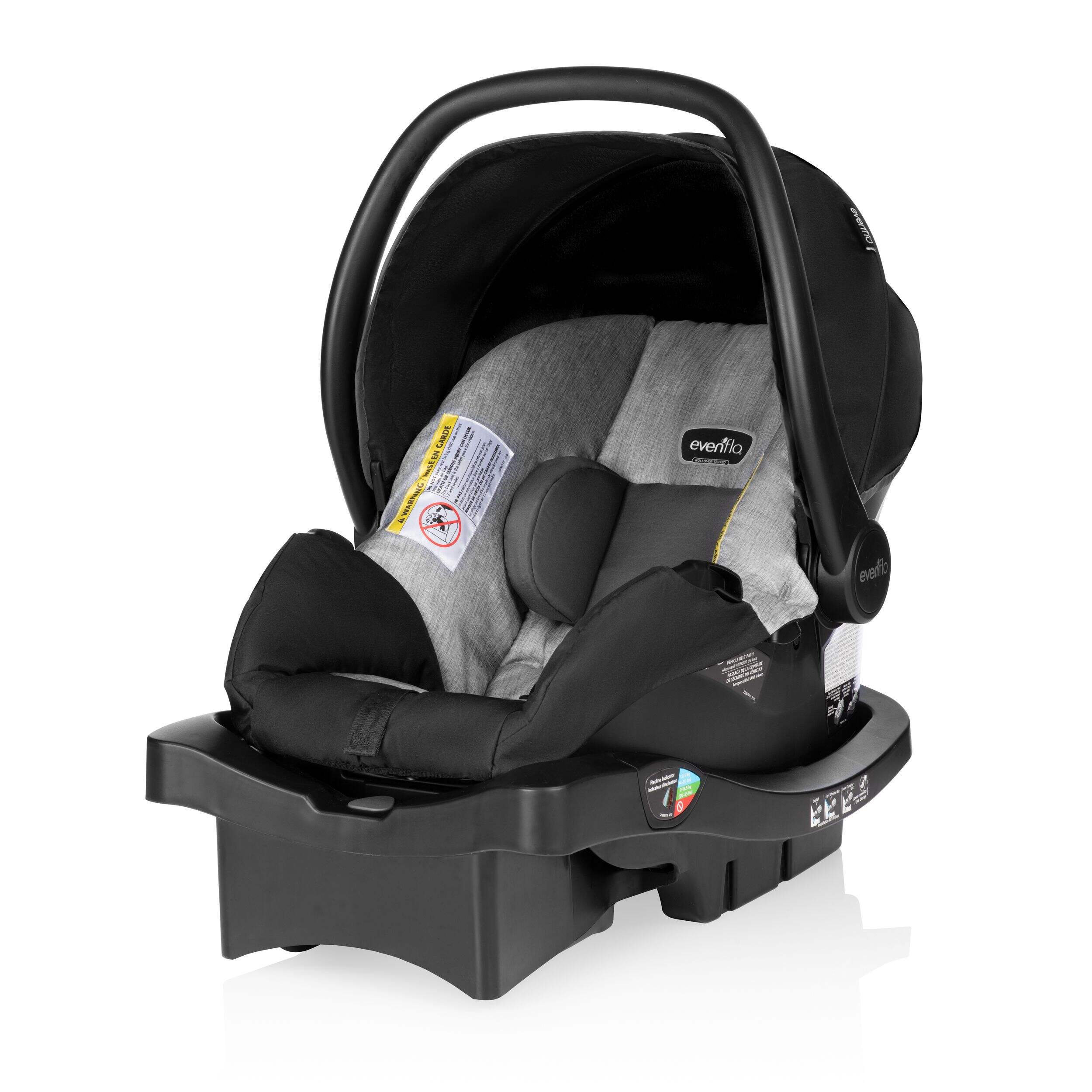Evenflo Litemax Infant Car Seat, Knoxville Grey Front_Three_Fourths_Angled_Left
