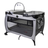 Safety 1st Safe Stages Playard with Comfort Cool, Morning Fog Front_Angled_Left