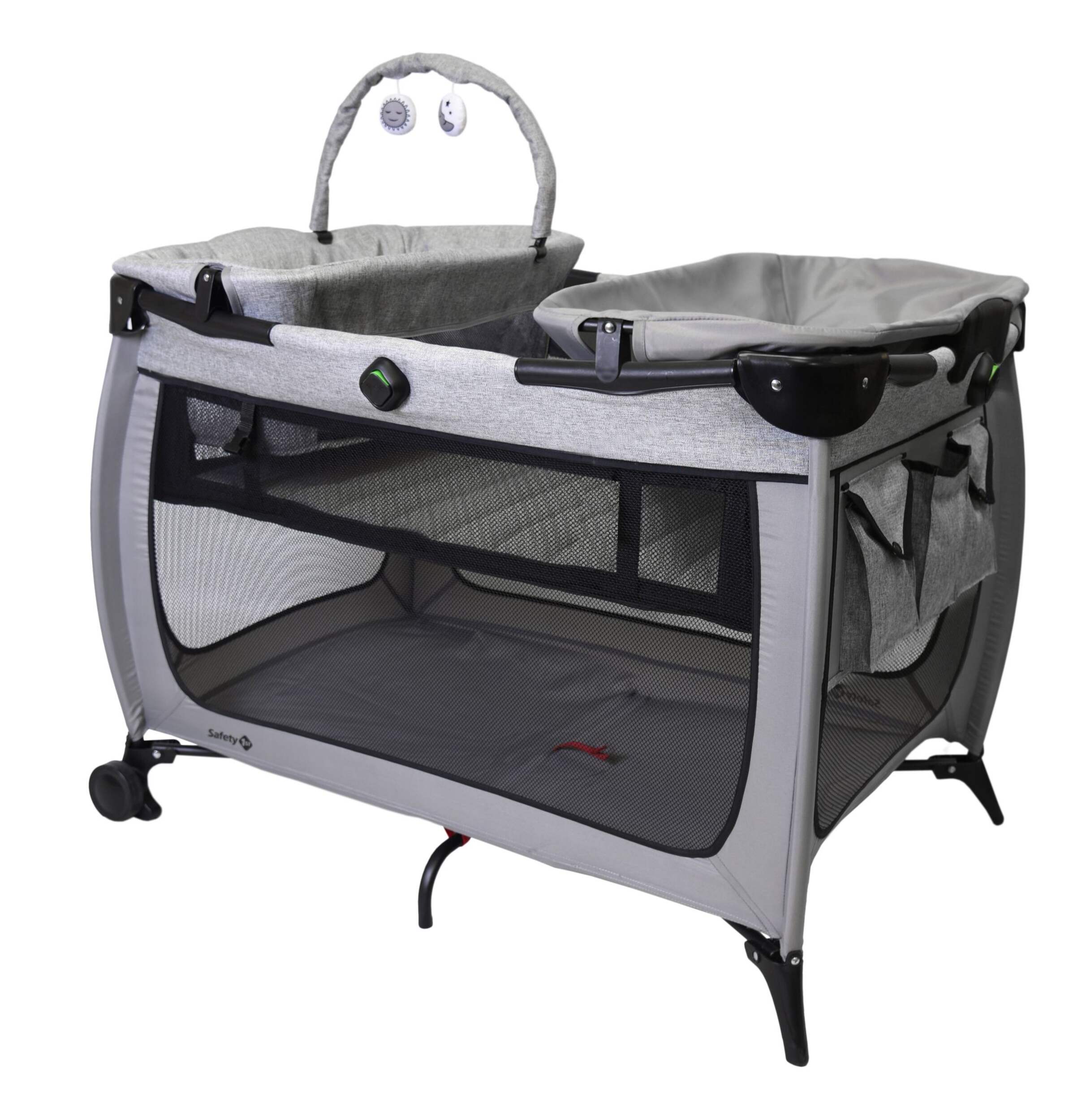 Safety 1st Safe Stages Playard with Comfort Cool, Morning Fog Front_Angled_Left