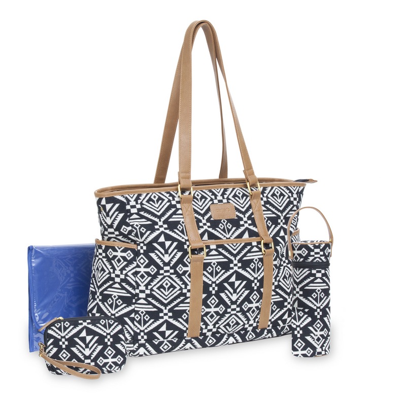 Carter's Studio Tote Diaper Bag, Black Aztec Jacquard Canadian Tire