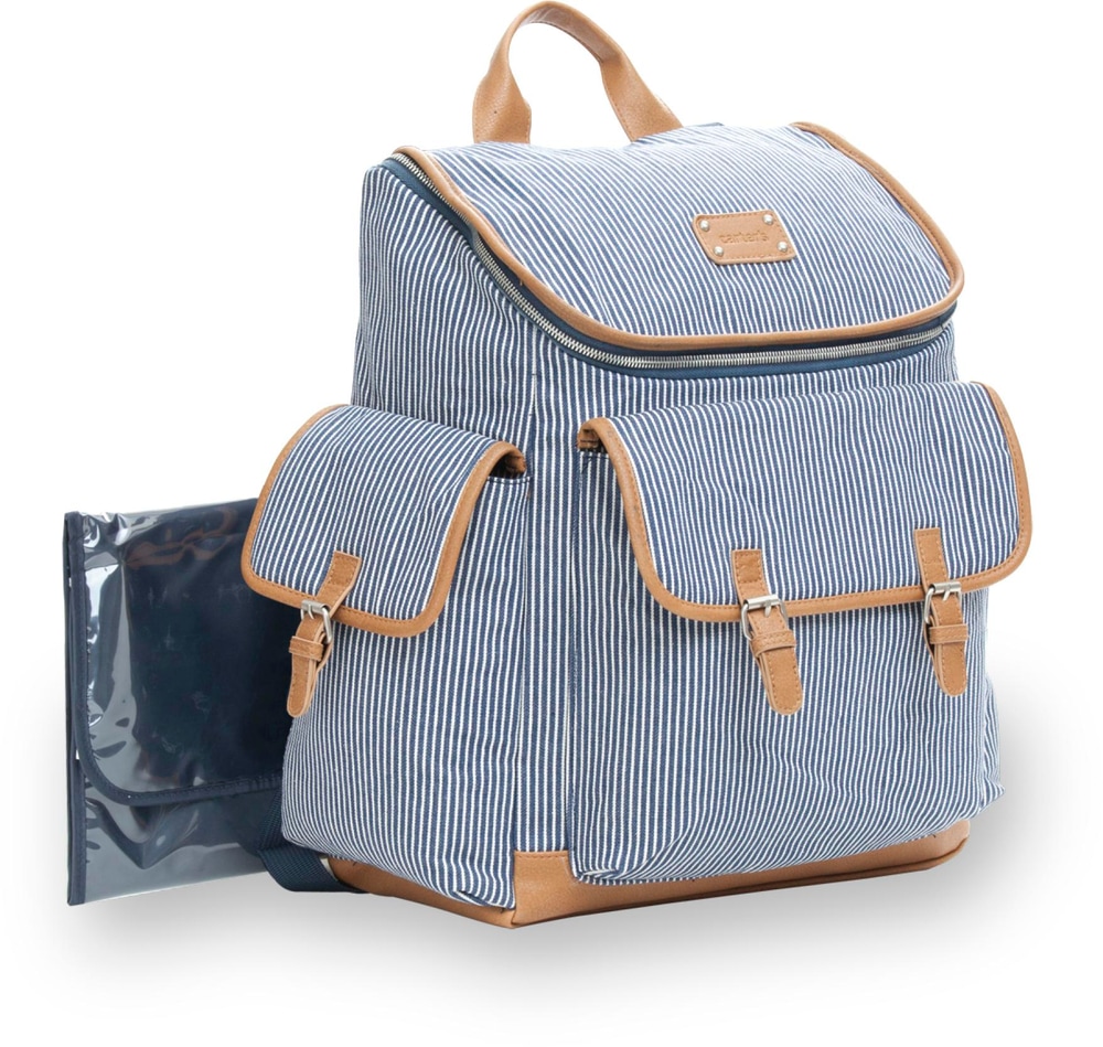 Carter's Baby Go Diaper Bag Backpack, Navy Ticking Stripes Canadian Tire