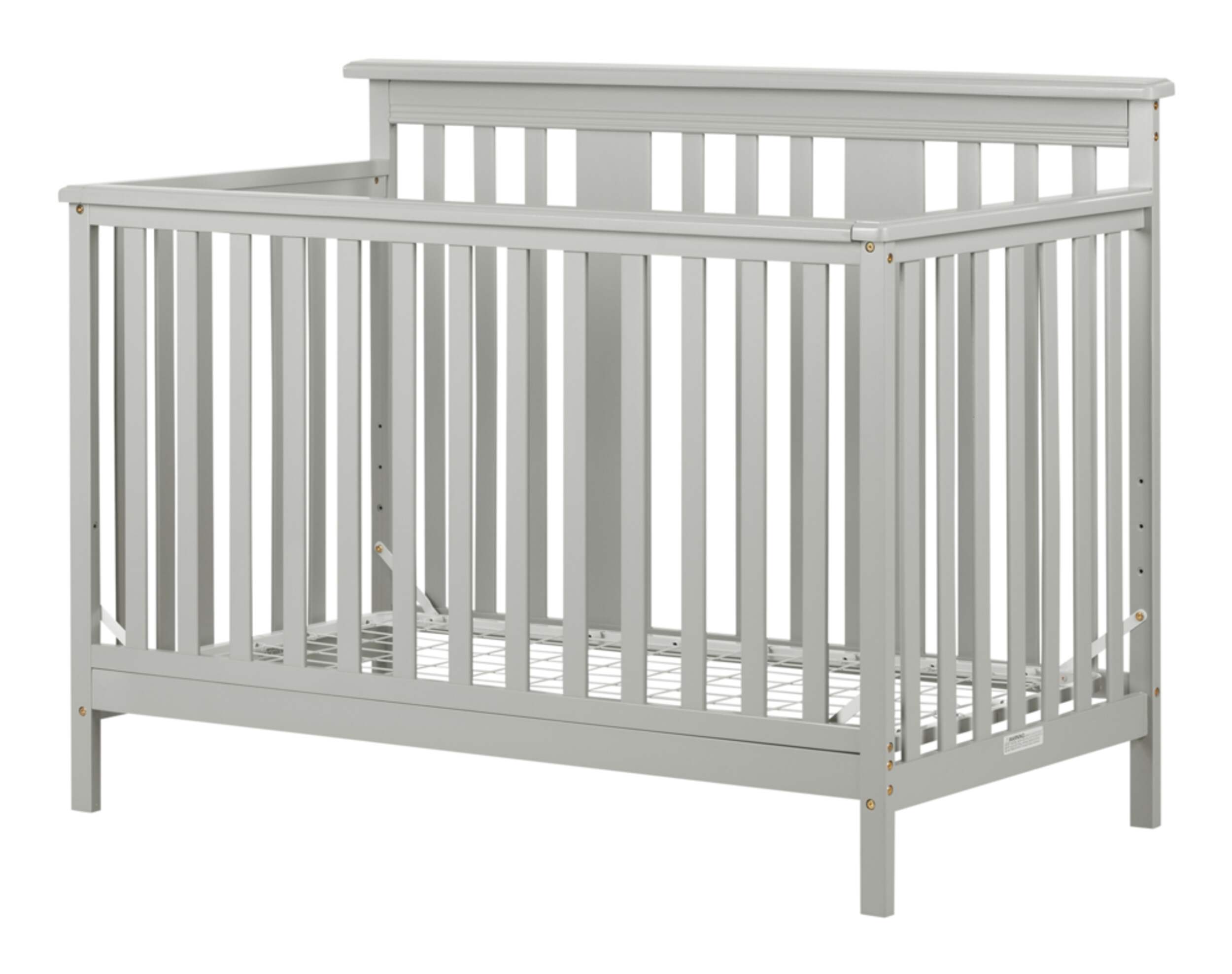 South Shore Cotton Candy Baby Crib, 4 Heights with Toddler Rail, Soft Grey Front_Angled_Left