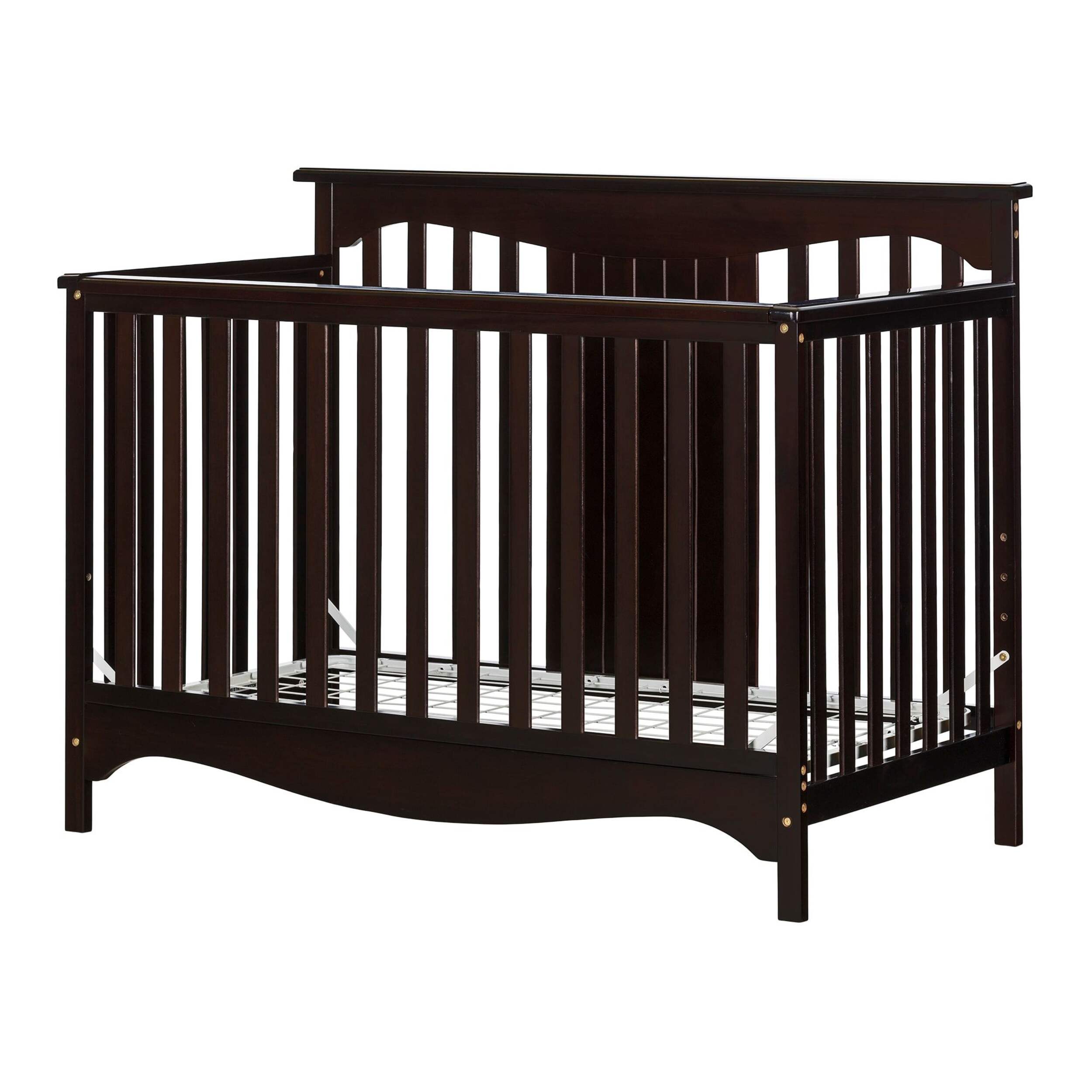 Savannah Baby Crib 4 Heights with Toddler Rail, Espresso Front_Angled_Right