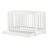 Yodi Crib with Drawer, White Front_Angled_Right