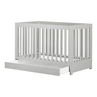 Cookie Crib with Drawer, Soft Grey Front_Angled_Right