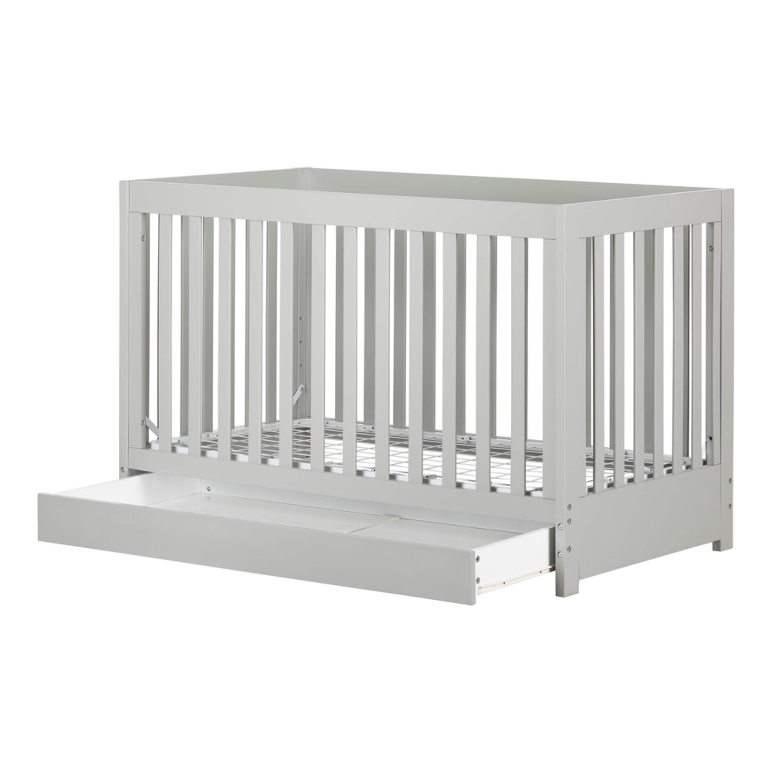 Cookie Crib with Drawer, Soft Grey Front_Angled_Right