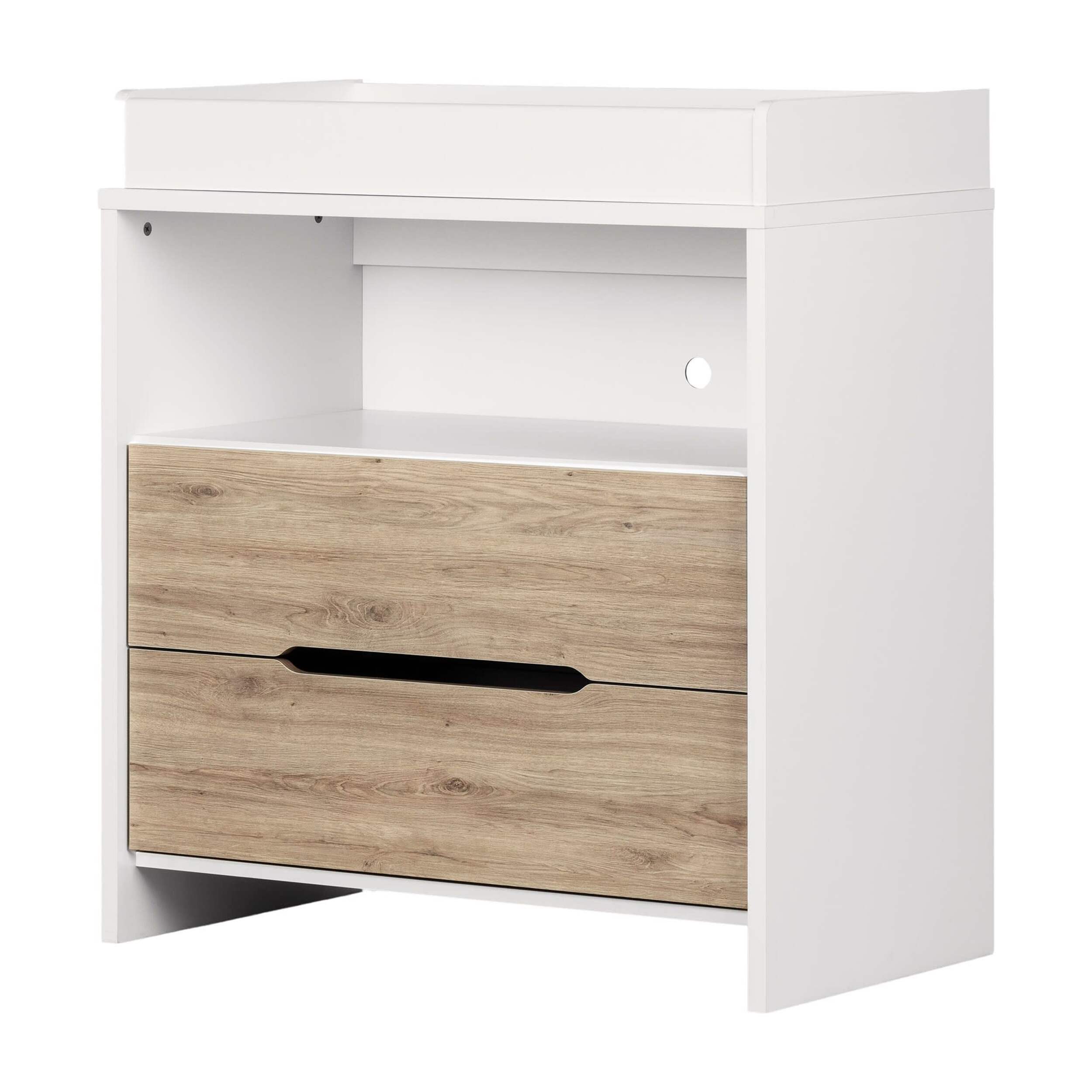 Cookie Changing Table, Pure White & Rustic Oak Front_Angled_Right