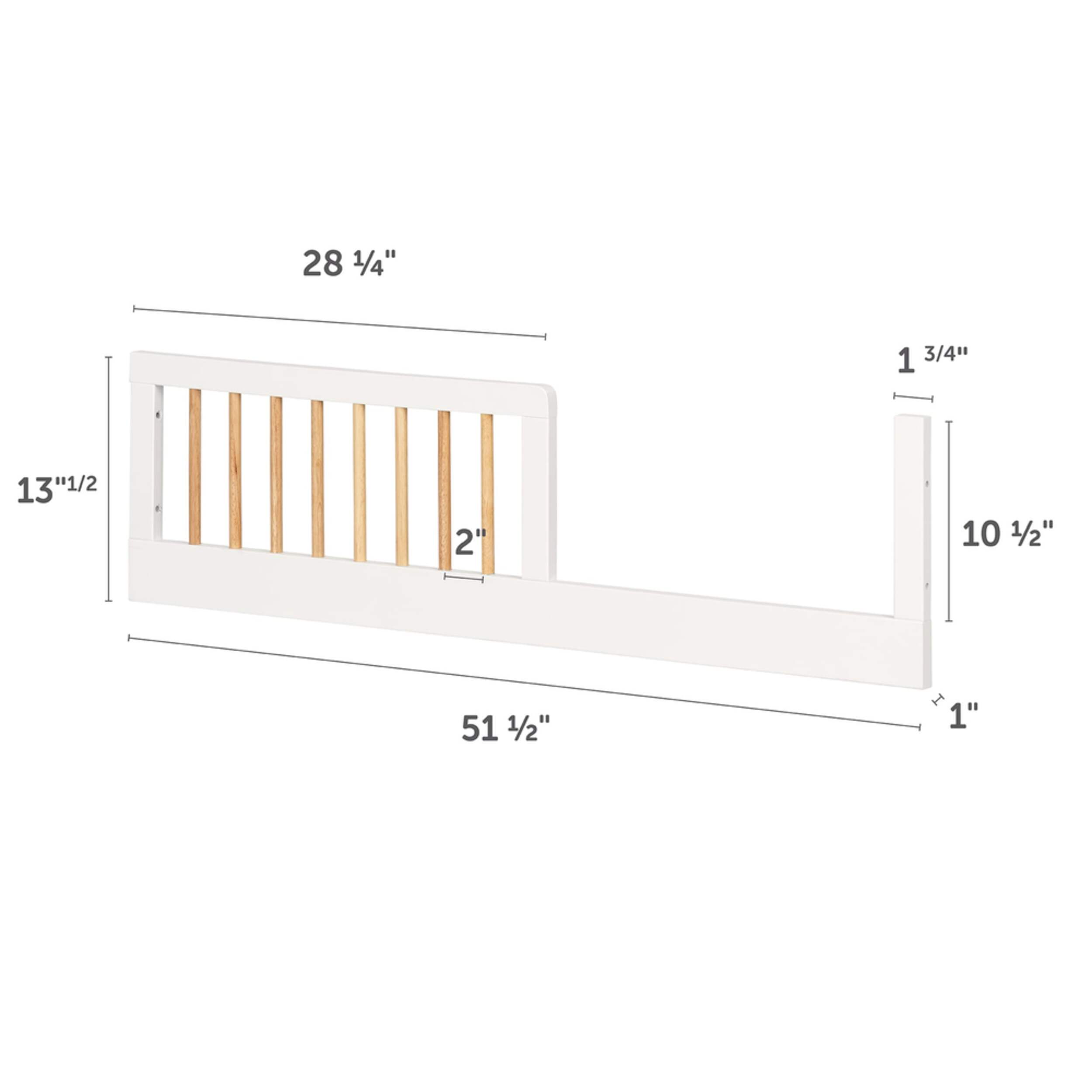 Balka Toddler Rail for Baby Crib, Pure White & Exotic Light Wood