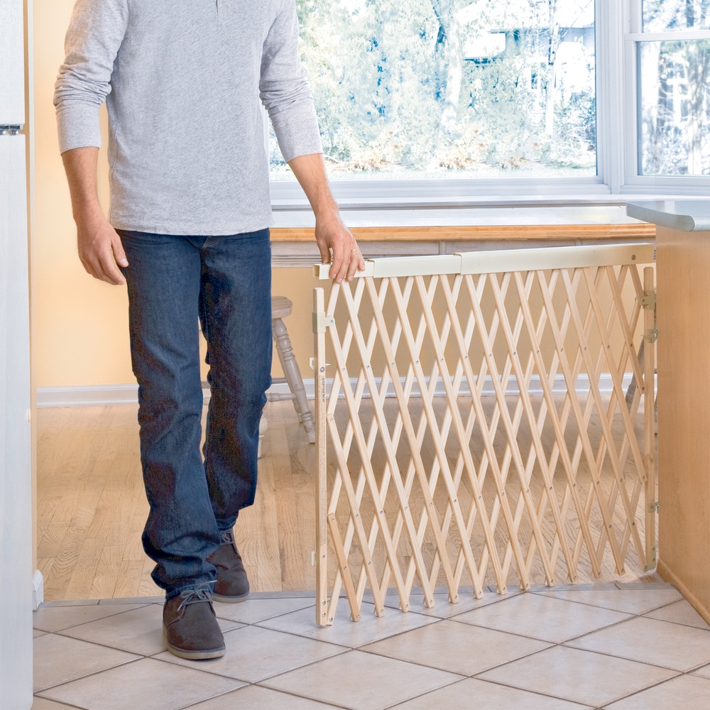 Evenflo Expansion WalkThru Room Divider Baby Gate, Natural Wood