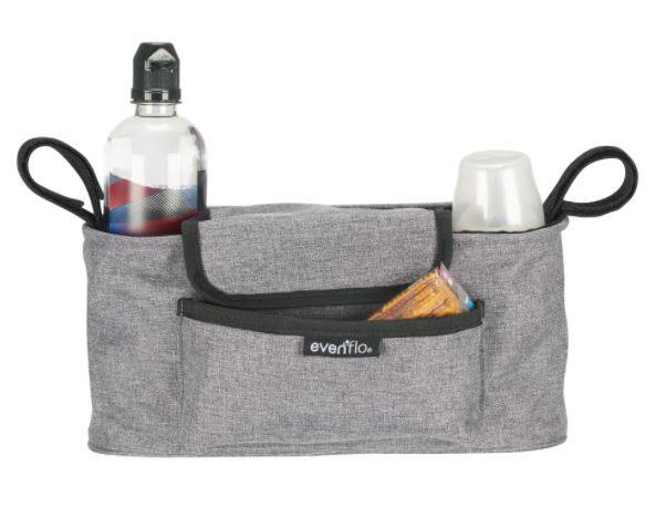 Adjustable Straps & Zipper Pocket for Cell Phone Universal Stroller Organizer Bag with 2 Cup Holders for All Strollers Food Toys Gray Extra-Large Storage Space for Diapers Wipes 