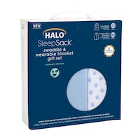 Halo SleepSack® Swaddle and Wearable Blanket Gift Set, Chambray, 2-pc Front_Angled_Right