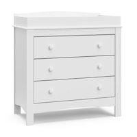 Graco Noah 3 Drawer Dresser with Changing Topper, White Front_Three_Fourths_Angled_Right