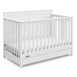 Graco Hadley 4-in-1 Convertible Crib with Drawer, White Front_Three_Fourths_Angled_Right