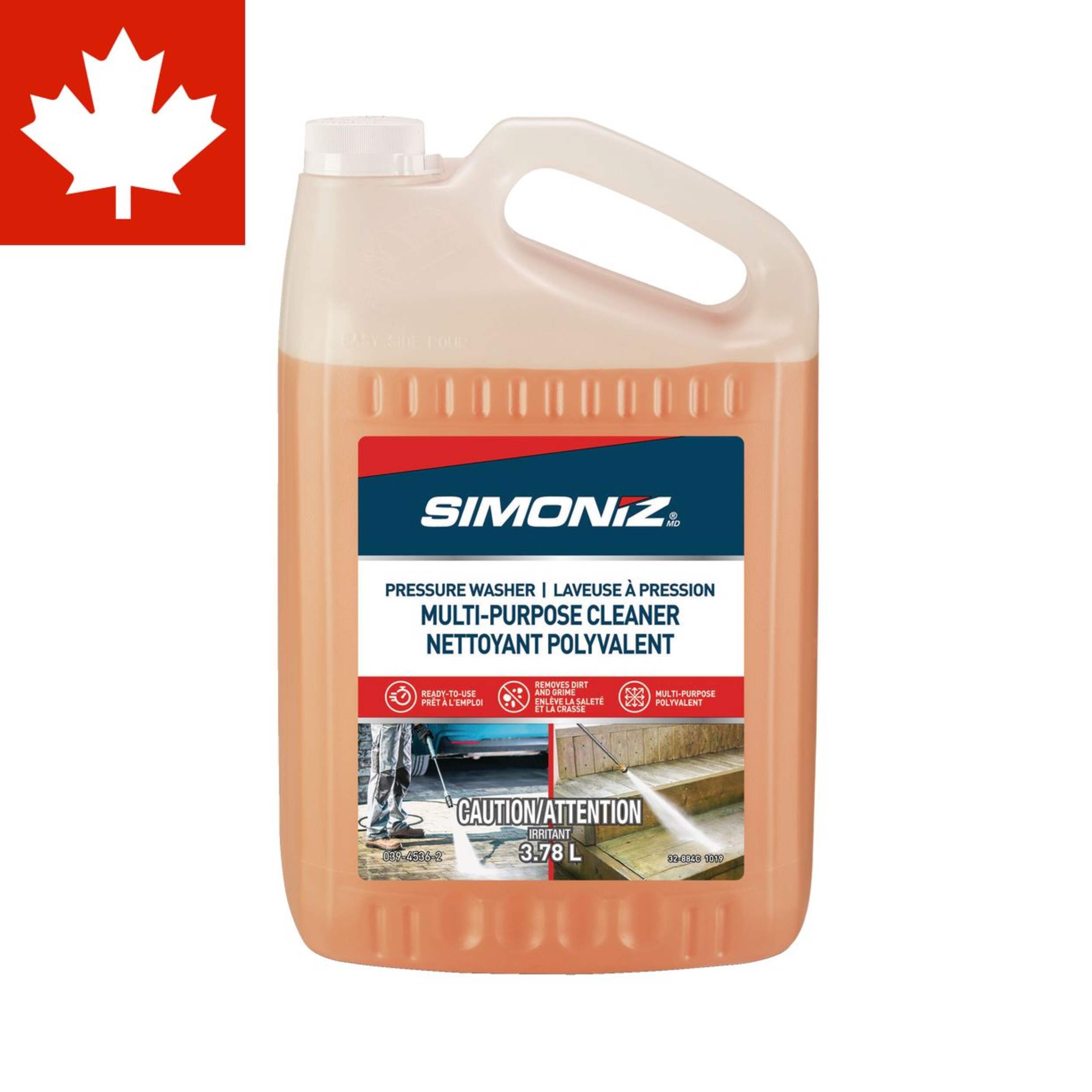 Simoniz - Nettoyant tout usage non toxique prêt à l’emploi pour laveuse haute pression, 3,78 L Front_Flat