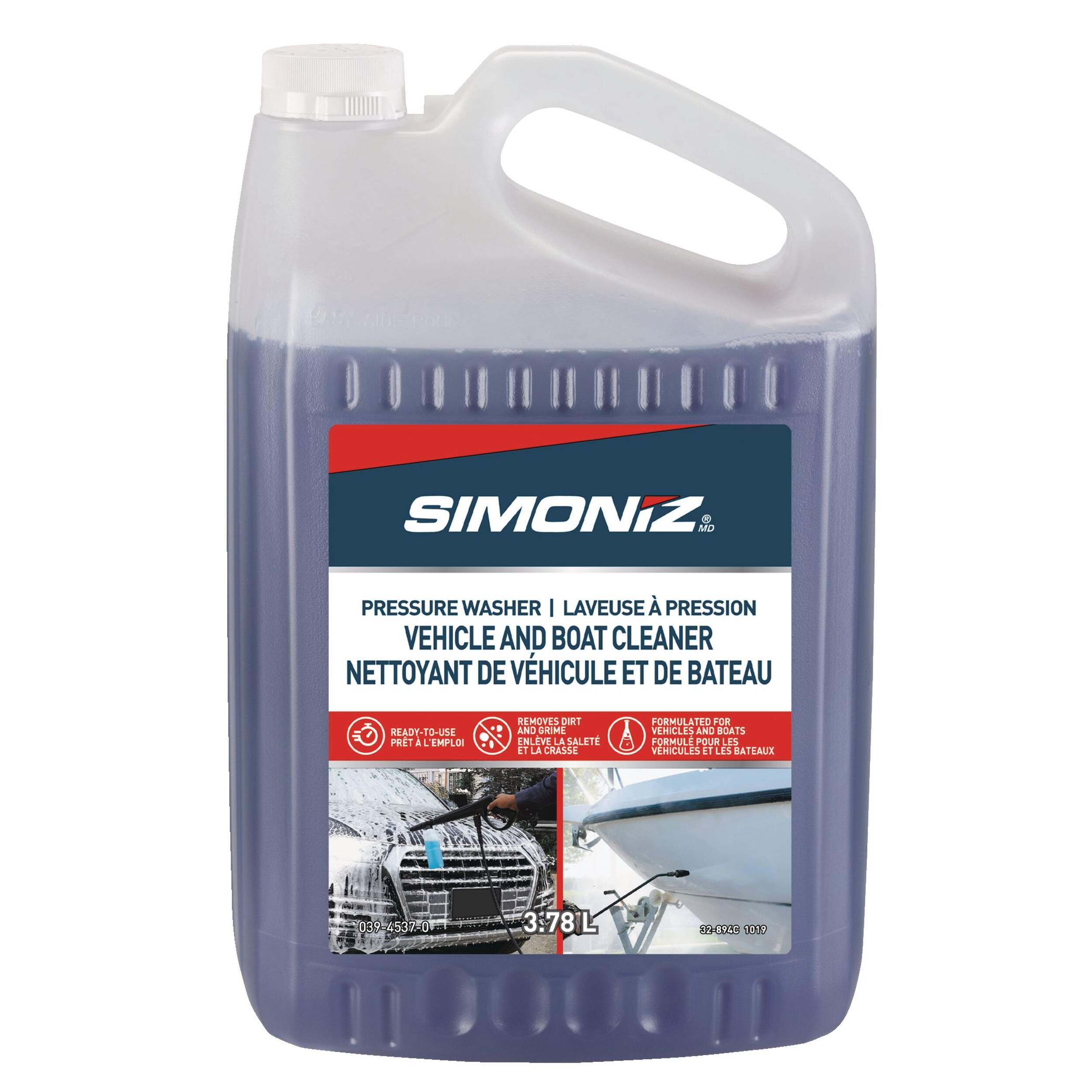 Simoniz - Nettoyant tout usage non toxique prêt à l’emploi pour laveuse haute pression pour véhicules et bateaux, 3,78 L Front_Elevated