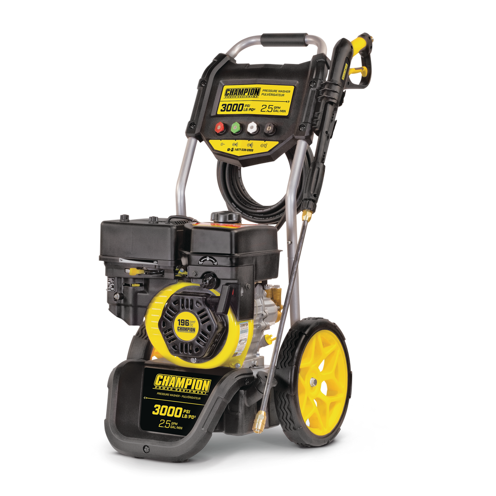 Champion 3000 PSI 2.5 GPM 196cc Engine Cold Water Wheeled Gas Pressure