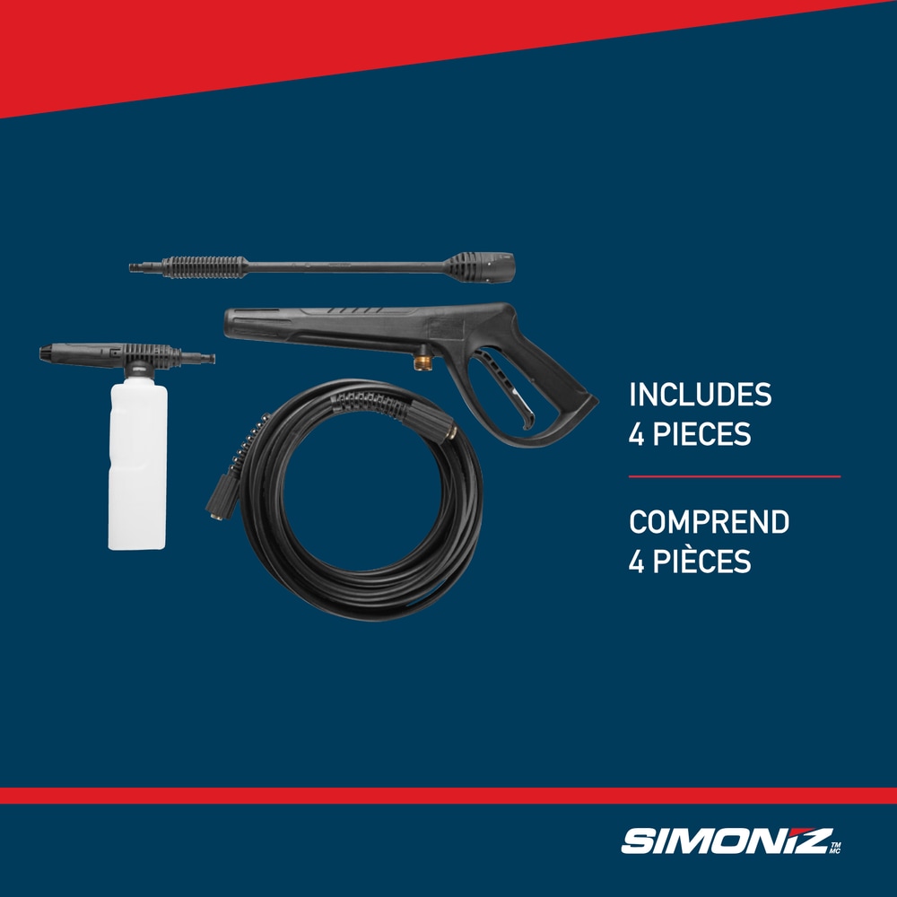 Simoniz 1700 PSI 1.4 GPM Corded Cold Water Wheeled Brushed Electric Pressure Washer w/ Foam Simoniz 1700 PSI 1.4 GPM Corded Cold Water Wheeled Brushed Electric Pressure Washer w/ Foam