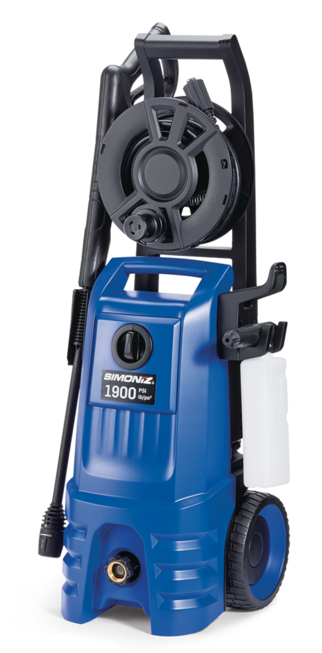 Simoniz 1900 PSI 1.4 GPM Corded Cold Water Wheeled Brushed Electric Pressure Washer w Foam Blaster