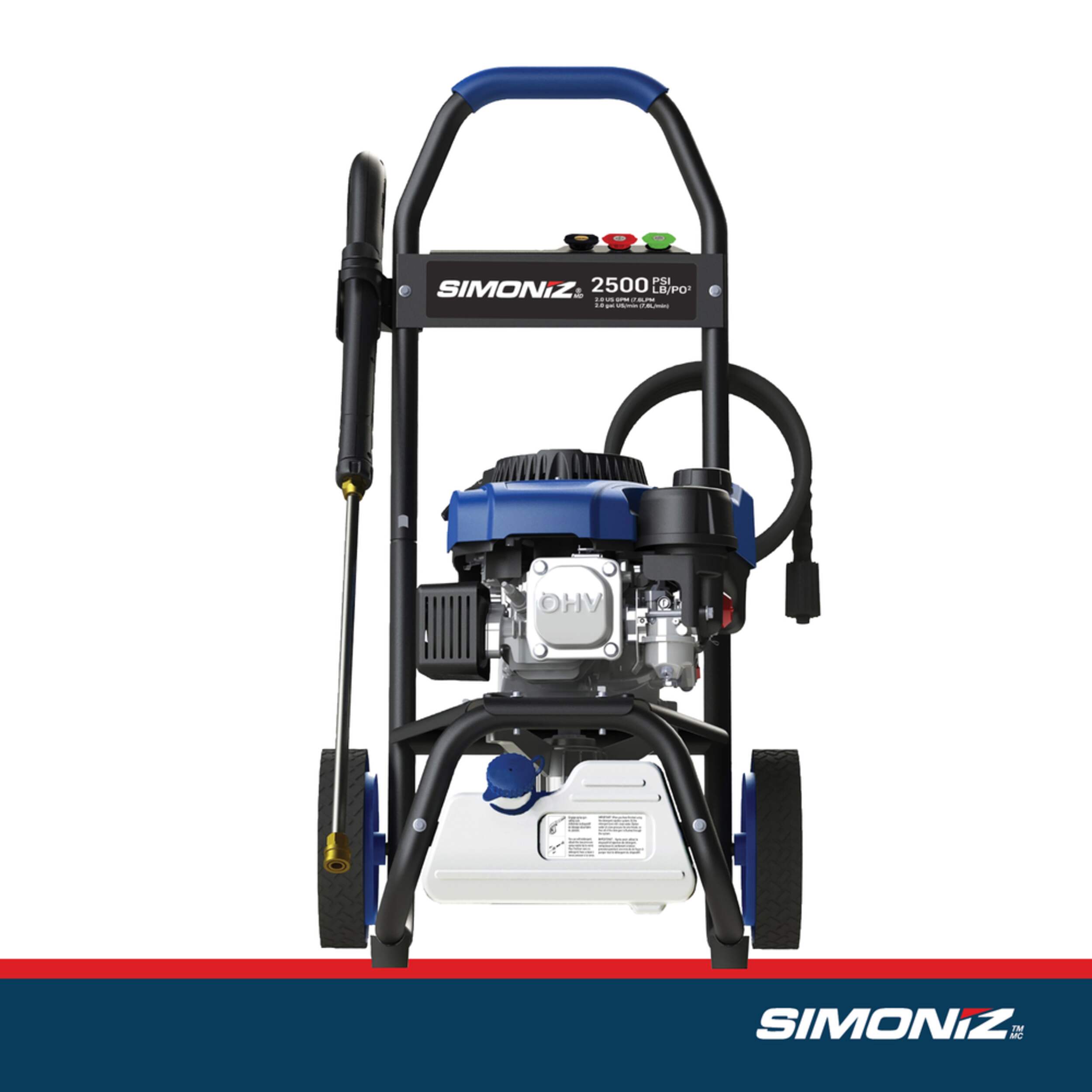 Simoniz 2500 PSI 2 GPM 150cc Engine Cold Water Wheeled Gas Pressure