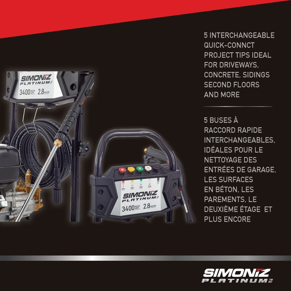 Simoniz Platinum 3400 PSI 2.8 GPM Cold Water Wheeled Gas Pressure